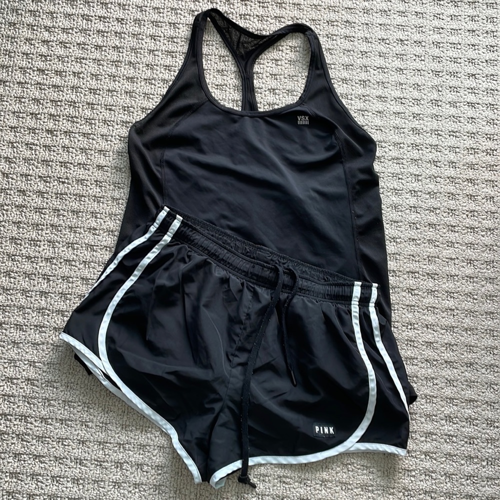 Bundling! VS sport tank top and pink running shorts.